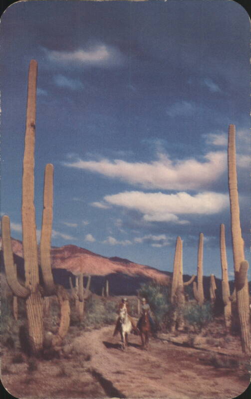 Riders on the Desert with Saguaro Cacti Ray Manley