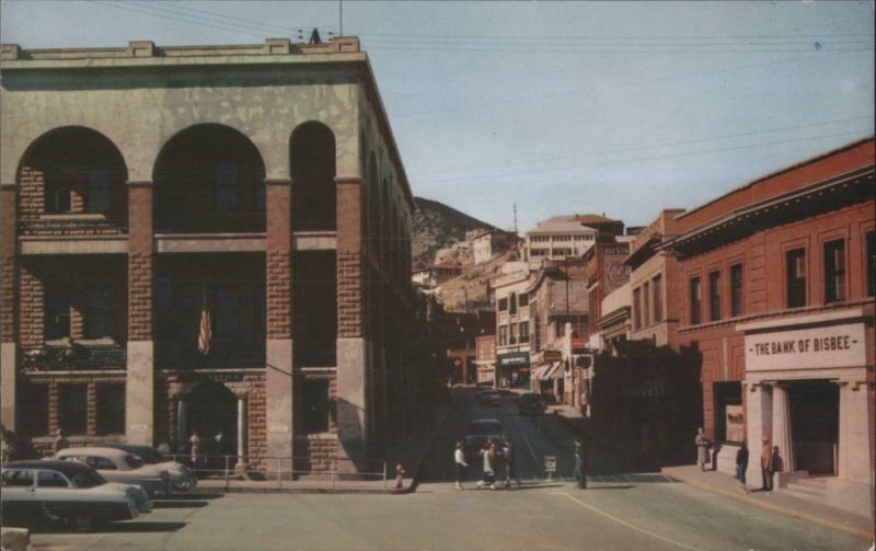 Main St. toward Castle Rock, Bank of Bisbee Arizona