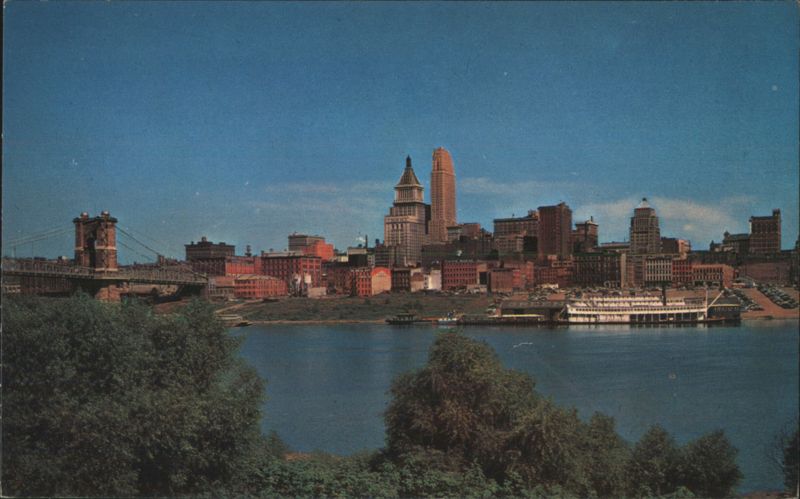 Cincinnati, OH Skyline, Ohio River, Carew & Union Central Bldgs