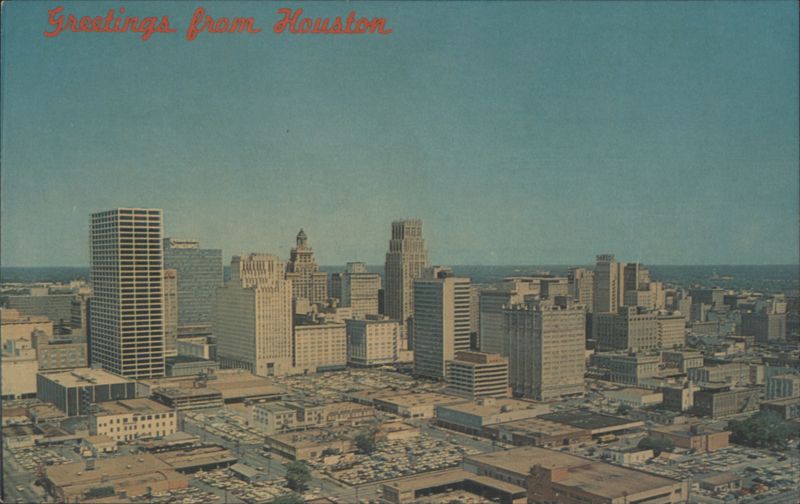 Houston Skyline Aerial View - Greetings from Houston Texas