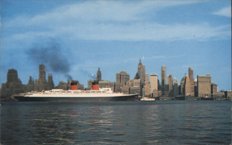 Downtown Skyline with S. S. ILE DE FRANCE New York