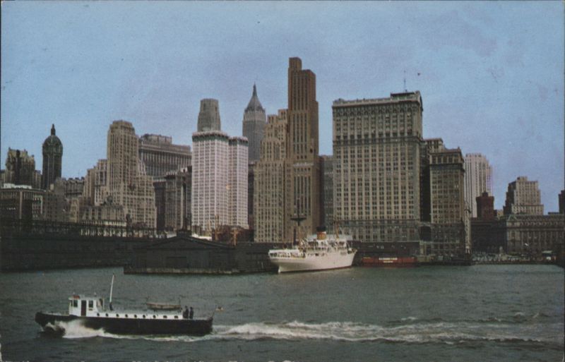 New York City Skyline with Whitehall Building, Hudson River