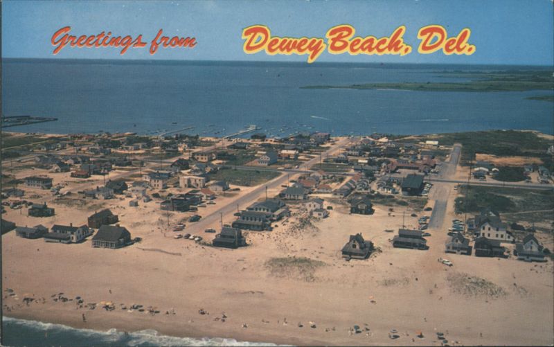 Dewey Beach, Del. Aerial View of Ocean & Bay Delaware