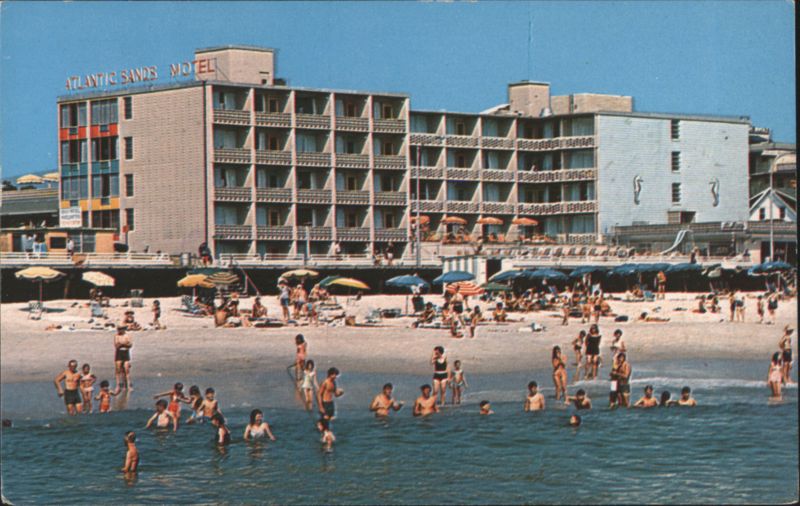 Atlantic Sands Motel, Oceanfront Beach Scene, Rehoboth Beach Delaware