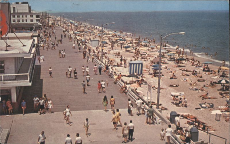 Rehoboth Beach Boardwalk & Beach, Looking North Delaware