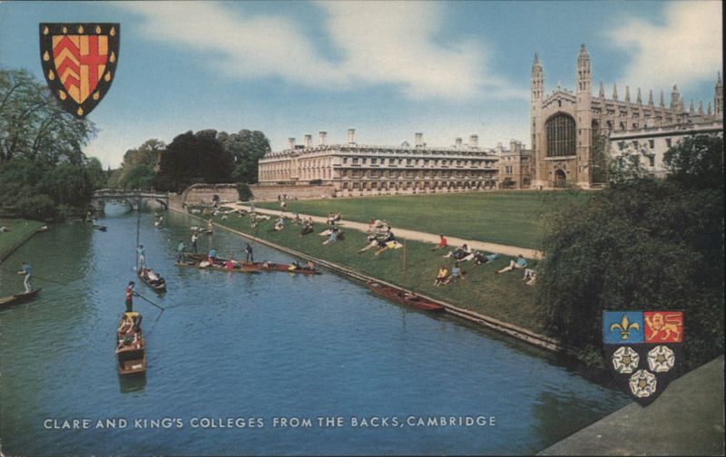 Clare & King's Colleges, The Backs, Punts on River Cam Cambridge United Kingdom