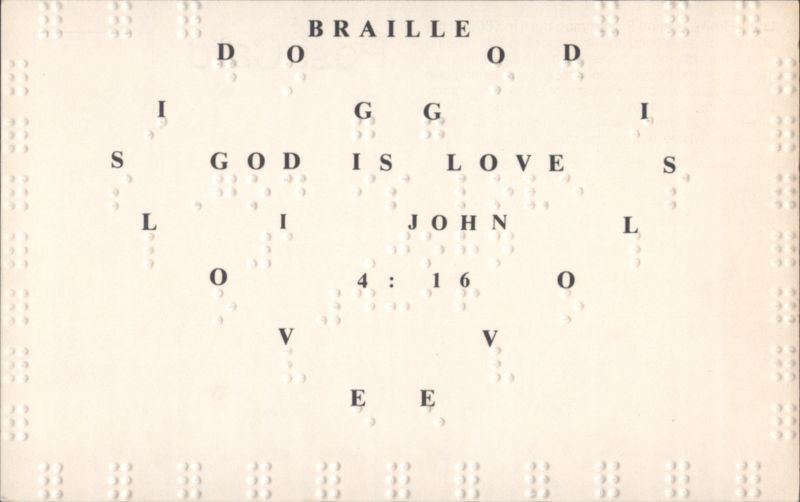 Braille: God is Love, John 4:16 Bertha Napier Reynolds