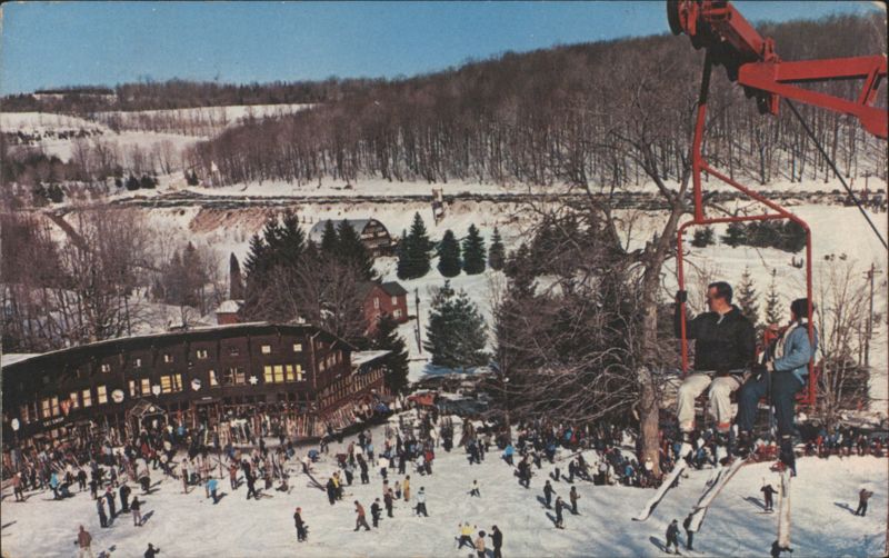 Skiers on Double Chair Lift, Seven Springs Mountain Resort Champion Pennsylvania