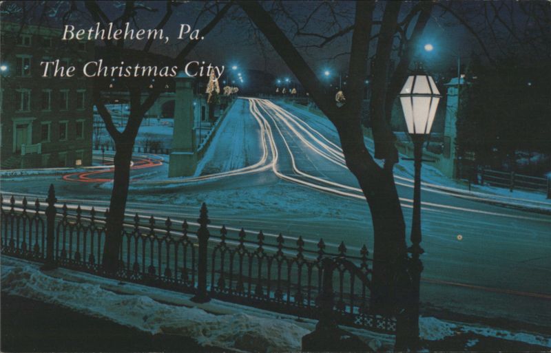 Bethlehem, PA The Christmas City Hill to Hill Bridge Night View Pennsylvania