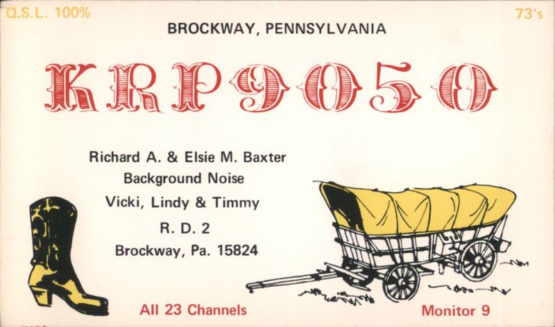 KRP9050 Richard & Elsie Baxter CB Radio QSL Card QSL & Ham Radio