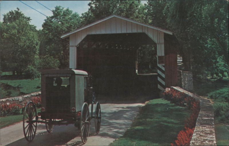 Amish Buggy and The Old Covered Bridge, Amish Country