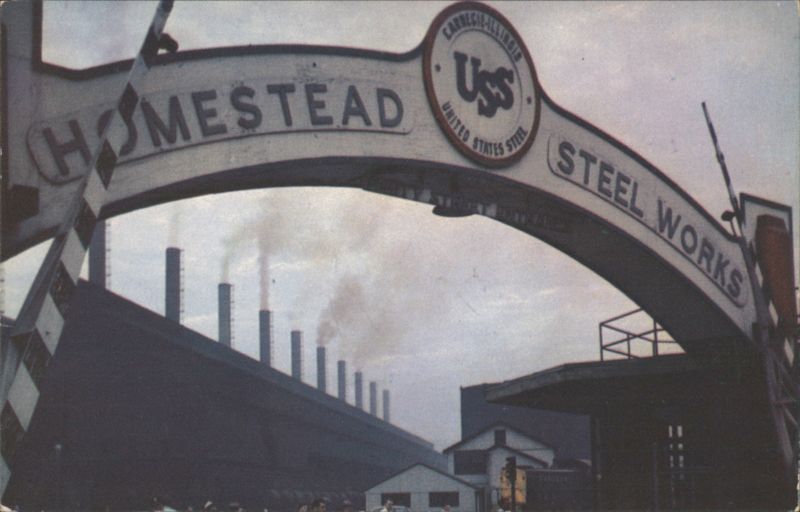 Homestead Steel Works Entrance, Open-Hearth Shop Stacks Munhall Pennsylvania