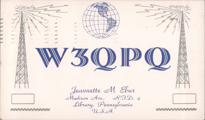 W3QPQ Jeannette M. Ebur Amateur Radio QSL QSL & Ham Radio