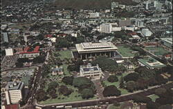Honolulu Palace Square, Iolani Palace, State Capitol Postcard