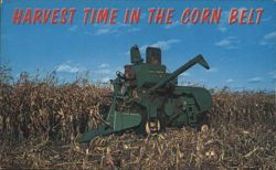 Harvest Time in the Corn Belt - John Deere Combine Postcard