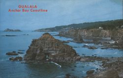 Gualala Anchor Bay Coastline, Fish Rock, CA Postcard