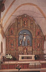 Main Altar & Graves, Mission San Carlos, Carmel, CA Postcard