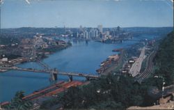 Pittsburgh Golden Triangle Rivers Bridges Panorama Postcard
