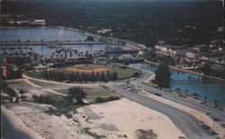 Daytona Beach Aerial View, City Island Ball Park Postcard
