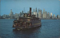 Ferry Westfield Hudson River Crossing New York City 1949 Postcard