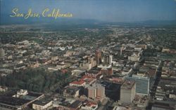 San Jose, California Aerial City View Postcard