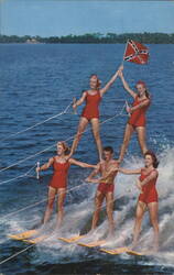Human Pyramid on Water Skis, Cypress Gardens, FL Postcard