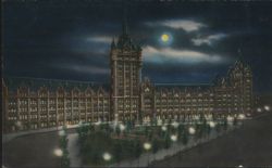 Delaware and Hudson Company Building at the Plaza, Night Postcard