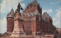 Chateau Frontenac and Champlain Monument Postcard