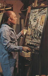 Morris Katz Painting The Cook, Creator of Instant Art Postcard