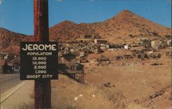 Jerome Population Sign, Ghost City Postcard