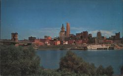 Cincinnati, OH Skyline, Ohio River, Carew & Union Central Bldgs Postcard