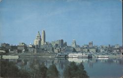 Cincinnati Ohio Skyline from Kentucky Shores Ohio River Postcard