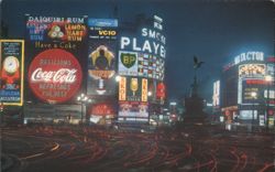 Piccadilly Circus Night, London - Billboards & Traffic Trails Postcard