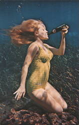 Weeki Wachee Spring Mermaid Drinks RC Cola Underwater Postcard