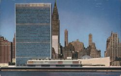 Vintage NYC UN Building Site & Chrysler Bldg East River PC Postcard