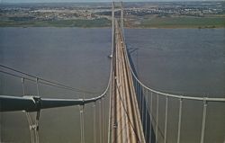 Delaware Memorial Bridge connecting DE & NJ Postcard