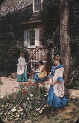 Colonial Women in Garden, Delaware's Glories Postcard