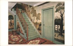 Carroll Stair Hall, Painted Walls, Winterthur Museum Postcard