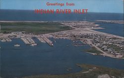 Indian River Inlet Aerial View, Jetties, Highway Bridge Postcard