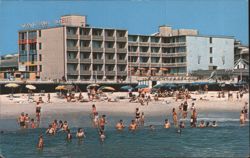Atlantic Sands Motel, Oceanfront Beach Scene, Rehoboth Beach Postcard