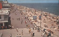 Rehoboth Beach Boardwalk & Beach, Looking North Postcard