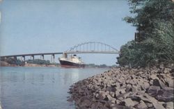 St. Georges High Level Bridge, C&D Canal DE Chrome Postcard Postcard