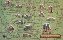 York & The Yorkshire Dales Illustrated Map Postcard
