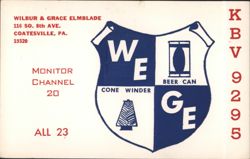 Wilbur & Grace Elmblade CB Radio QSL Card KBV 9295 Postcard