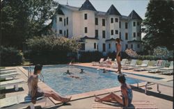 1967 Riverside Inn Swimming Pool Cambridge Springs PA Chrome Postcard