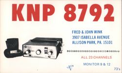 KNP 8792 CB Radio Contact Confirmation Fred & John Wink Postcard