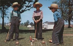 Amish Boys Playing Croquet in Amish Country Postcard