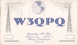 W3QPQ Jeannette M. Ebur Amateur Radio QSL Postcard