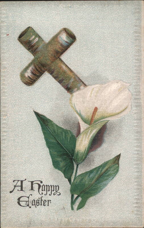 Easter Cross and Calla Lily, 'A Happy Easter' Greeting