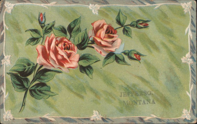 Pink Roses with Jefferson Montana Text Flowers
